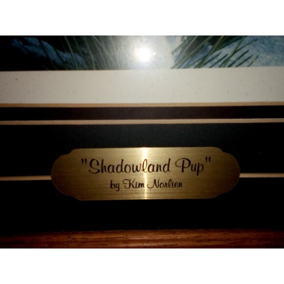 Shadowland Pup by Kim Norlien Framed Print Wood Frame Wolf Native Signed - Picture 3 of 3